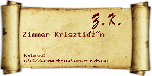 Zimmer Krisztián névjegykártya